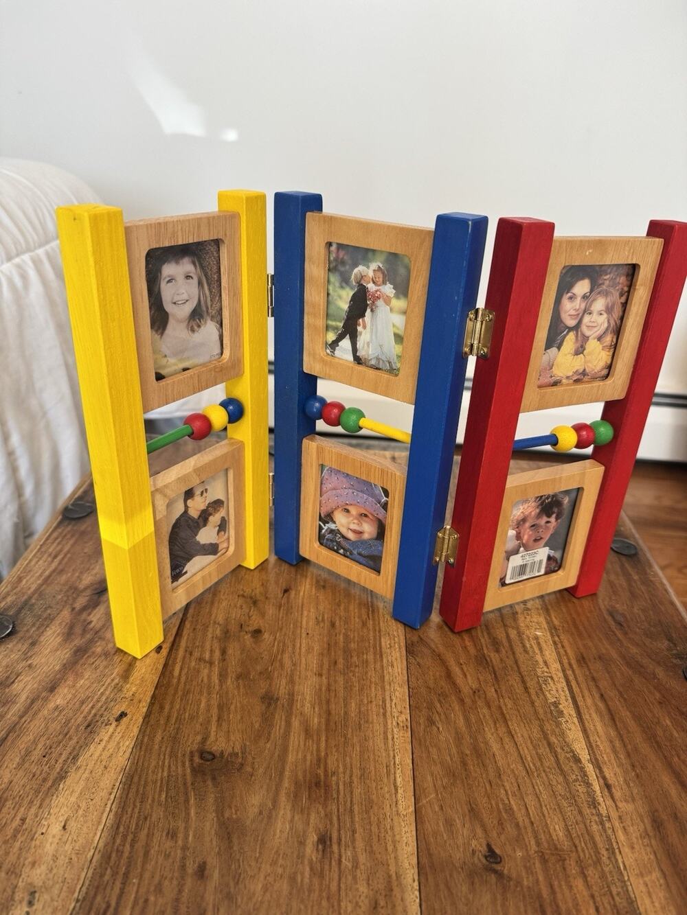 New Fetco Baby Child Collage Picture Frame 6 Openings Primary Colors Desk Top